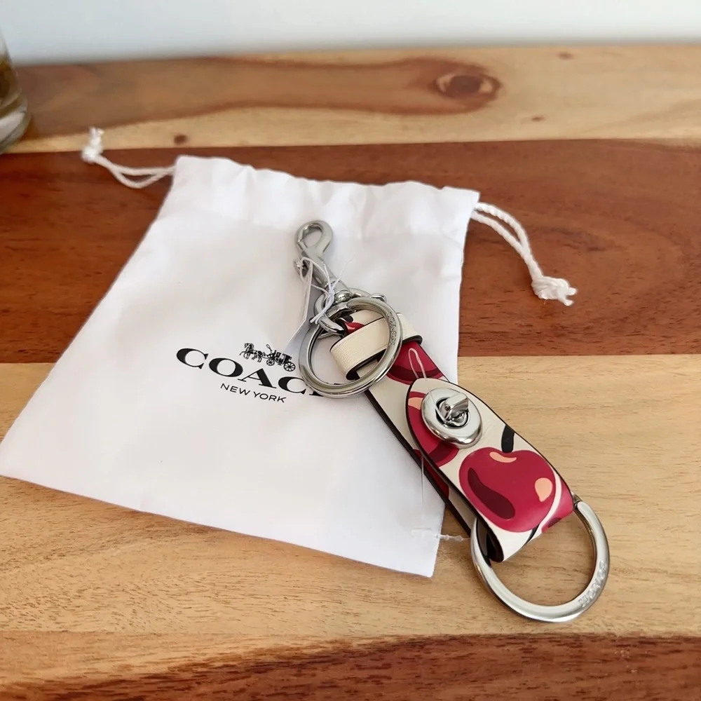NWT Coach Trigger Snap Bag Charm With‎ Cherry Print